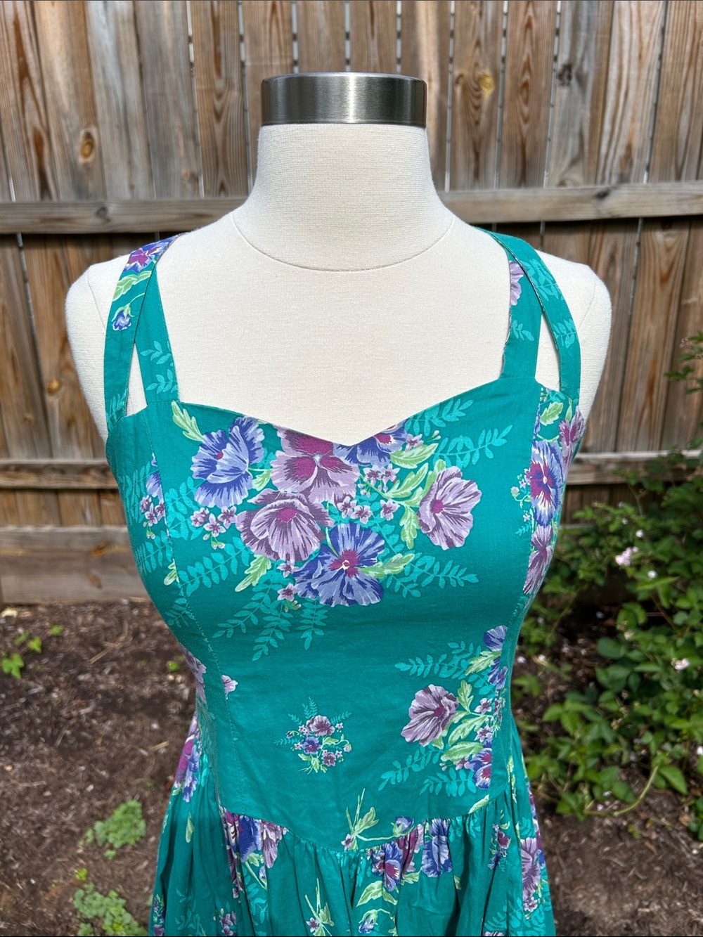 Vintage 90s Laura Ashley Floral Cotton Sundress Made in Great Britain Size 10 - Picture 3 of 12